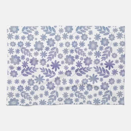 Gray & Lavender Floral Pattern Theedoek (Horizontaal)