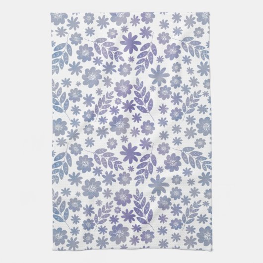 Gray & Lavender Floral Pattern Theedoek (Verticaal)
