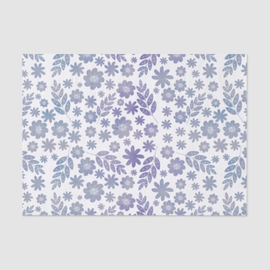 Gray & Lavender Floral Pattern Tissuepapier (Voorkant)