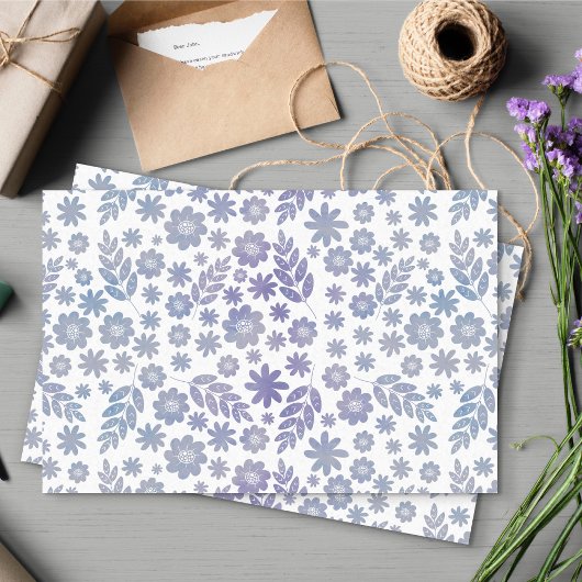 Gray & Lavender Floral Pattern Tissuepapier