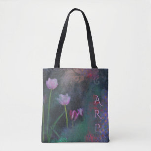 *~* Gray Lavender Pink Tulip  Shabby Grunge Tote Bag