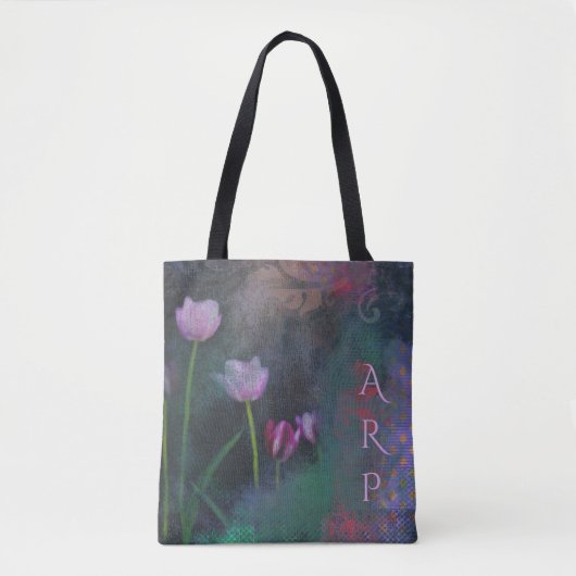 *~* Gray Lavender Pink Tulip  Shabby Grunge Tote Bag (Voorkant)