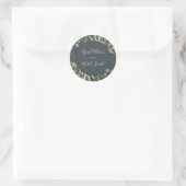 GRAY LEAFY GREEN GOLD FOLIAGE WATERVERF WEDDING RONDE STICKER (Tas)