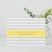 Gray Lemon Chevron gewoon gehuwde koninklijke kaar Aankondiging (Staand voorkant)