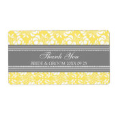 Gray Lemon Damask Wedding Labels (Voorkant)