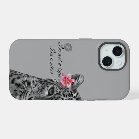 Gray Leopard Aesthetic Phone Case - Trendy Design iPhone 15 Case (Achterkant horizontaal)