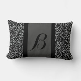 Gray Leopard Animal Print Patroon | Monogram Kussen