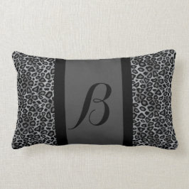 Gray Leopard Animal Print Patroon | Monogram Kussen
