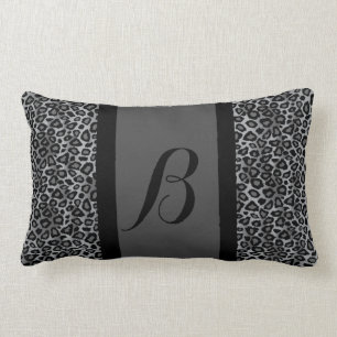 Gray Leopard Animal Print Patroon   Monogram Kussen