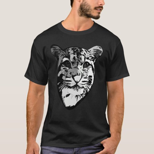 Gray Leopard predator printkop met opdruk T-shirt (Voorkant)