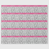Gray Leopard Print Pattern met Roze naam Cadeaupapier (Vlak)