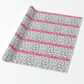 Gray Leopard Print Pattern met Roze naam Cadeaupapier (Uitgerold)