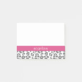 Gray Leopard Print Pattern met Roze naam Post-it® Notes (Voorkant)