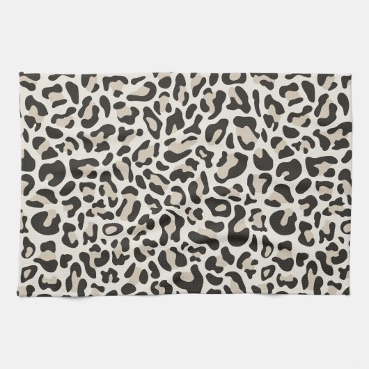 Gray Leopard Print Retro Kitchen Toweldoeken Theedoek (Horizontaal)
