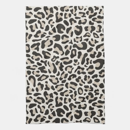 Gray Leopard Print Retro Kitchen Toweldoeken Theedoek (Verticaal)