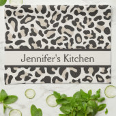 Gray Leopard Print Retro Kitchen Toweldoeken Theedoek (Gevouwen)