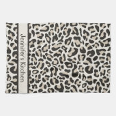 Gray Leopard Print Retro Kitchen Toweldoeken Theedoek (Horizontaal)