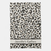 Gray Leopard Print Retro Kitchen Toweldoeken Theedoek (Verticaal)