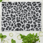 Gray Leopard Print Retro Kitchen Toweldoeken Theedoek (Gevouwen)