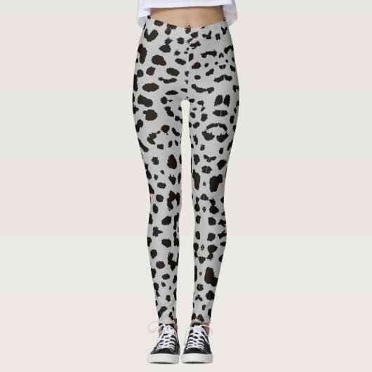Gray Leopard Safari Print Leggings (Voorkant)