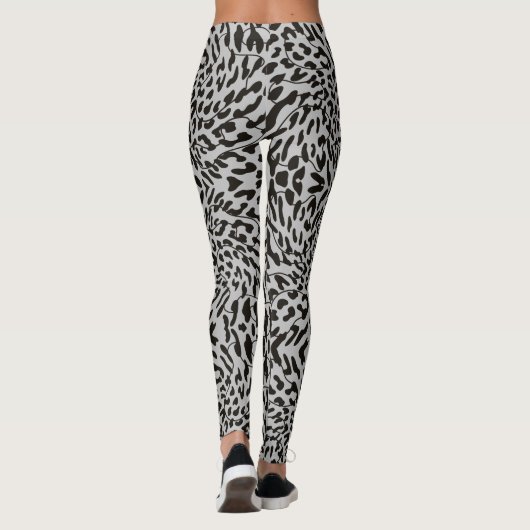 Gray Leopard Safari Print Leggings (Achterkant)