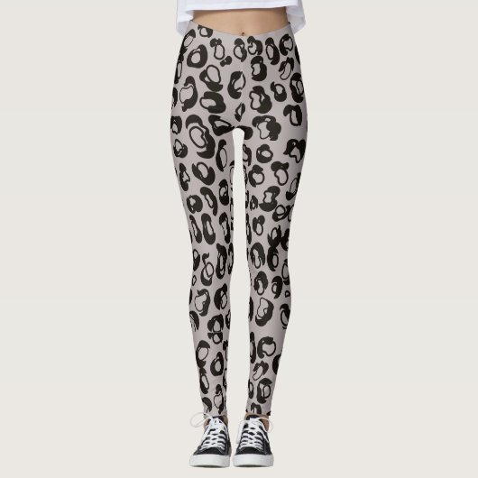 Gray Leopard Safari Print Leggings (Voorkant)