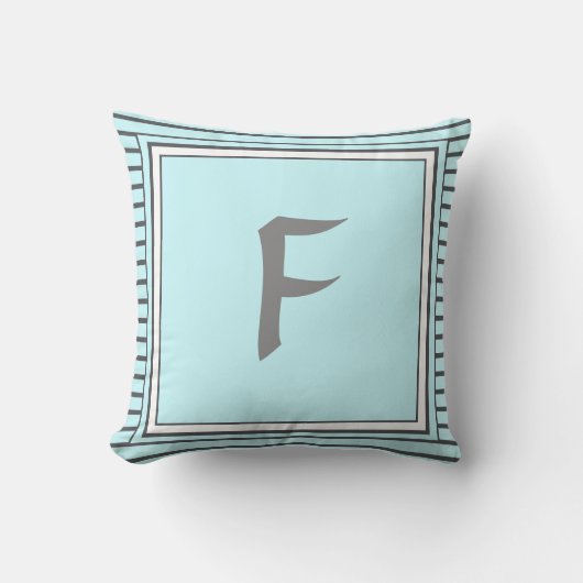 Gray Lijst Monogram Letter Stripes Cushion Kussen (Voorkant)