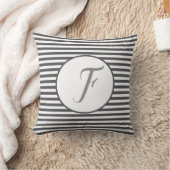 Gray Lijst Monogram Letter Stripes Cushion Kussen (Deken)