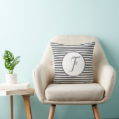Gray Lijst Monogram Letter Stripes Cushion Kussen (Stoel)