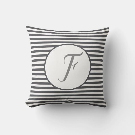 Gray Lijst Monogram Letter Stripes Cushion Kussen (Voorkant)