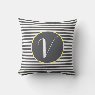 Gray Lijst Monogram Letter Stripes Cushion Kussen