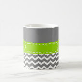 Gray Lime Green Chevron Persoonlijk Koffiemok (Center)
