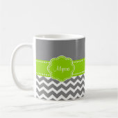 Gray Lime Green Chevron Persoonlijk Koffiemok (Links)