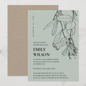 GRAY LINE DRAWING FLORAL SHOWER BY MAIL INVITE BEDANKKAART (Voorkant / Achterkant)