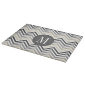 Gray & Linen Beige Chevron Pattern met monogram Snijplank (Hoek)