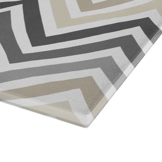 Gray & Linen Beige Chevron Pattern met monogram Snijplank (Hoek)