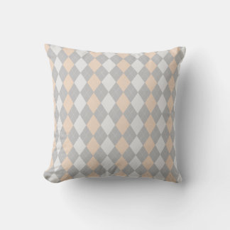 Gray & LINEN BROWN Diamonds ARGYLE Patroon Kussen