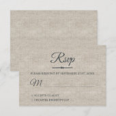 Gray Linen Chic Script Wedding RSVP Kaart (Voorkant / Achterkant)