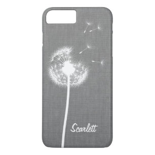 Gray Linen Dandelion Monogrammed iPhone 7 Plus iPhone 8/7 Plus Hoesje