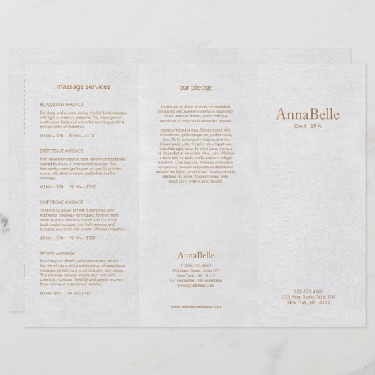 Gray Linen Hair Salon Spa TriFold Brochure (Voorkant / Achterkant)