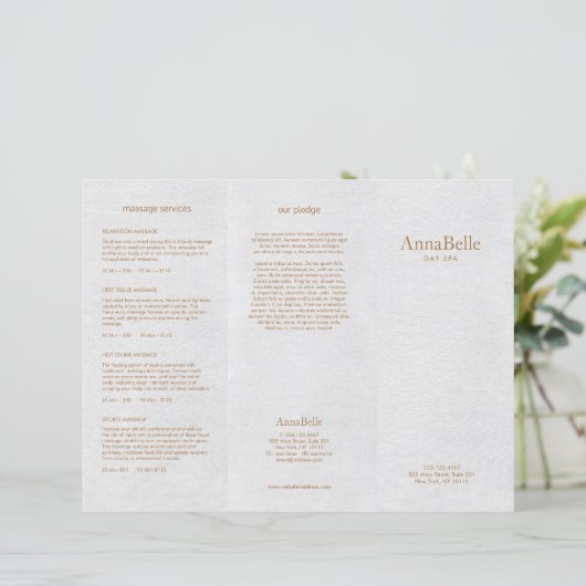 Gray Linen Hair Salon Spa TriFold Brochure (Staand voorkant)