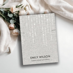 GRAY LINEN LIGHT STRING KETTING BAND DISPLAY  VISITEKAARTJE