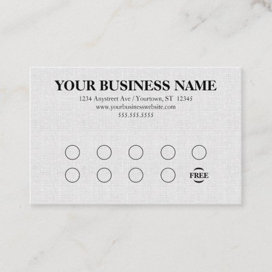 Gray Linen Look Generic Rewards Visitekaartje (Voorkant)