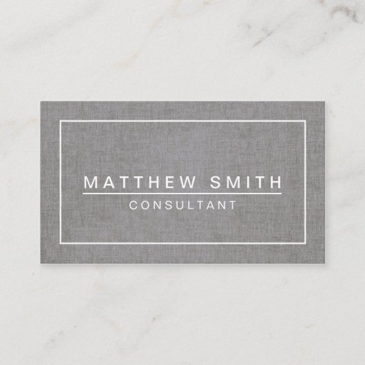 GRAY LINEN MODERN SIMPEL VISITEKAARTJE (Voorkant)
