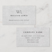 Gray Linen Monogram Modern minimalist Visitekaartje (Voorkant / Achterkant)