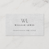 Gray Linen Monogram Modern minimalist Visitekaartje (Voorkant)