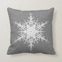 Gray Linen Snowflake Holiday Cushion Kussen