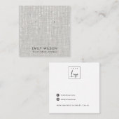 GRAY LINEN STRING LIGHTS STUD EARRING DISPLAY VIERKANTE VISITEKAARTJE (Voorkant / Achterkant)