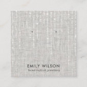 GRAY LINEN STRING LIGHTS STUD EARRING DISPLAY VIERKANTE VISITEKAARTJE (Voorkant)