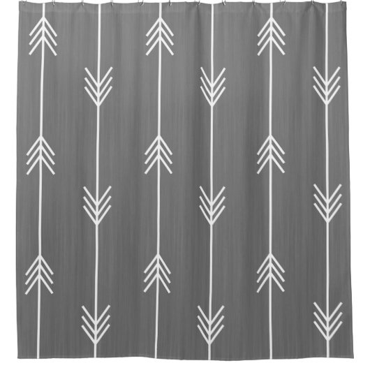 Gray Linen Style Arrow Patroon Douchegordijn (Voorkant)
